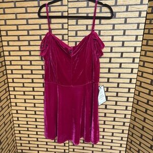 BCX Pink Velvet Cold Shoulder Dress Size XL